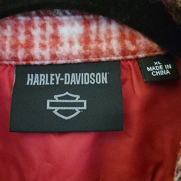 Harley-Davidson Women's Red and Black Checkered Flannel Jacket - Picture 2 of 5
